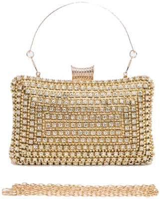 Oversize Rhinestone Iconic Bridal Party Box Clutch 20101D GOLD